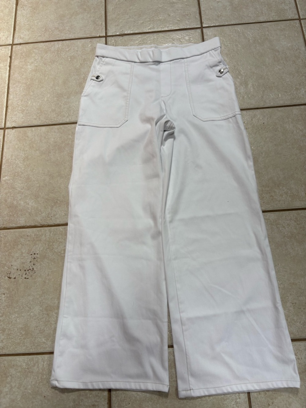 Christian Siriano White High-Waist Trousers with Contrast Stitching
